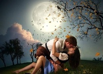 用photoshop合成月光下情侣亲吻场景